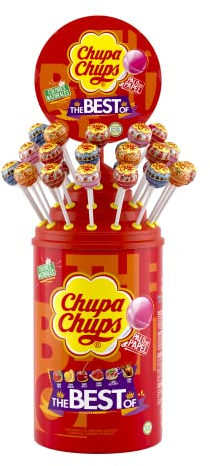 Chupa Chups Original, Caramelo con Palo de Sabores Variados, Tubo Icon Pack de 100 unidades de 12 gr. (Total 1.200 gr.), con azucar