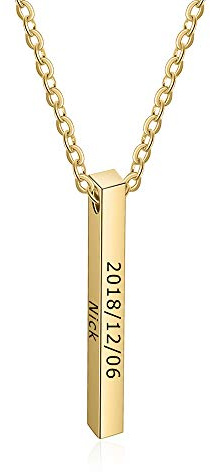Gaosh Collana con Nome Personalizzato per Donna Uomo Collana con Ciondolo a Barre con Incisione Bff Partner Collana Acciaio Regalo Compleanno