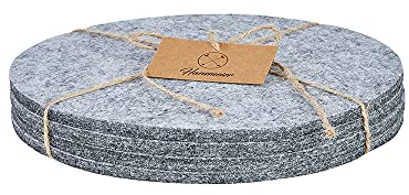 Hansmeier Filzuntersetzer rund - Hellgrau - 20cm - 4er Set - praktisch & stilvoll - Unterlage für Teller, Töpfe, Vasen oder als Tischset - waschbar