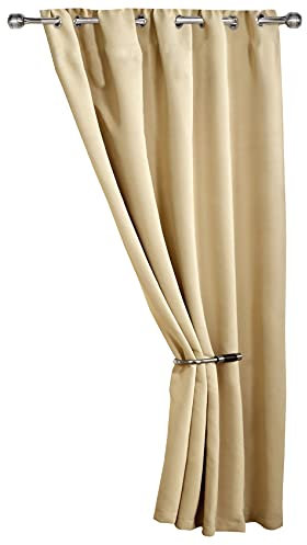 Emma Barclay Cali Eyelet - Woven Thermal Blackout Eyelet Door Curtain in Beige - Width 46 x 84Drop (116x213cm)