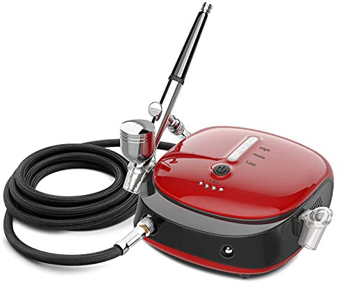 LTLWSH Kit Aerógrafo con Compresor Portable Profesional Airbrush con Doble Acción 1000mAh Batería de Litio Recargable Juego de Pistola con Compresor para Pintura Artística Uña Modelo