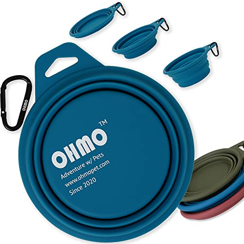 OHMO Comedero para Perros y Gatos,Bebedero Perro Portatil,Cuenco de Viaje de Silicona para Mascotas,Plegable