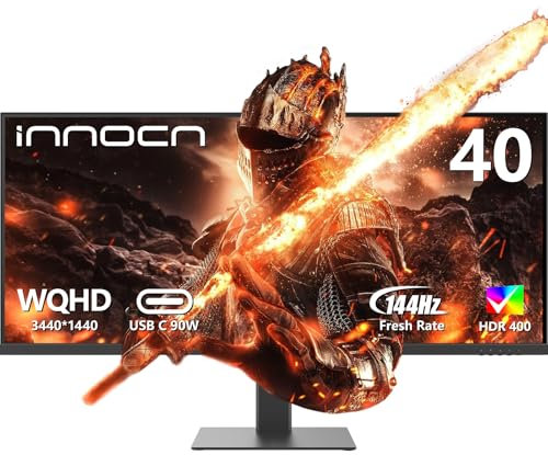 INNOCN 40C1R Ultrawide 40 WQHD 3440 x 1440p 144Hz FreeSync Premium HDR400 21:9 Computer Display 95% DCI-P3 500Nits IPS USB Type-C HDMI Tilt/Height Adjustable, Mountable