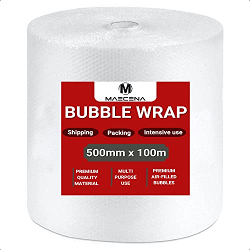 MAECENA Bubble Wrap For Moving House Bubble Wrap Roll of Bubble Wraps for Moving Houses, Easy Packing, Office and Industrial Use (500mm X100meter)