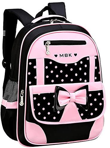 Lazeny Kinderrucksack Grundschüler Schulrucksack Cartoons Backpack Bowknot Rucksack Schule Taschen Kindertasche Schultaschen für 1-5 Klasse Mädchen Kinder (Schwarzer Bogen)