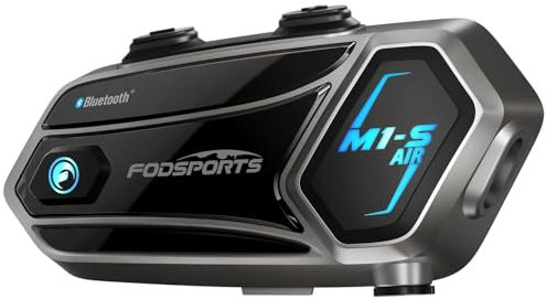Fodsports M1-S Air Intercom Moto pour 4 Casques,Kit Main Libre Moto avec Appairage Rapide/Partage de Musique,1000M Système de Communication pour Casque Motocyclette(1 Unité)