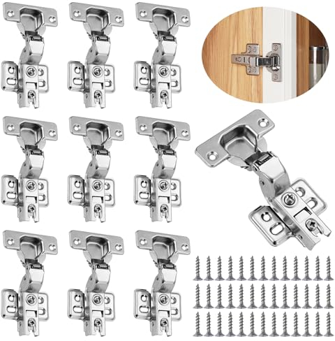 10 Pièces Charniere porte Placard avec Amortisseur,110 Degré Charniere porte Cuisine avec Vis,Mécanisme de Fermeture Automatique Charnière Charniere Invisible pour Armoires de Porte Cuisine