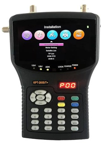 Receptor de satélite Combo de buscador de TV satelital de 4,3 pulgadas (S2 + T2 + C) y prueba de cámara CCTV y ajuste de cámara de Monitor Combo DVB-S2 + T2 + C AHD AV Digital para Antenas de Sistemas