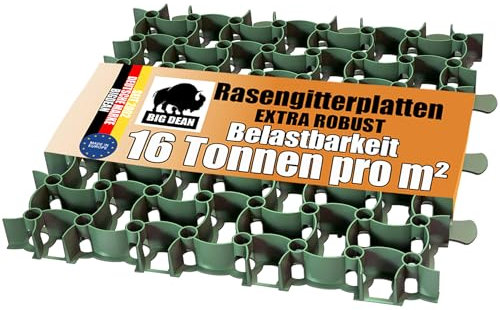 BigDean Rasengitter Kunststoff 10 Stück a 50 x 50 x 4 cm - 16 t/m² belastbar & befahrbar Paddockplatten in grün (2,5 m²)