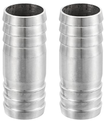 QUARKZMAN 2 stycken 26 x 65 mm slanguttag reducerare samma rörmontering, 304 rostfritt stål röradapter anslutningsbeslag för vakuumsystem, industrianslutningar, pneumatisk utrustning, silver