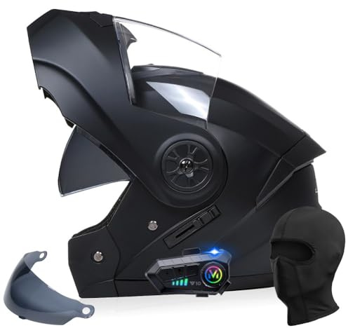 Uueybsg Casque Moto Modulable Bluetooth Homologué ECE Flip Up Casque Moto avec Double Visière Anti-Collision Casque Moto Integral avec Microphone Casque Scooter pour Adultes Homme et Femme