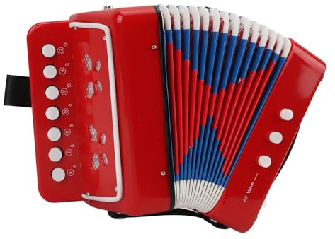 Wakects Barnens Dragspel 7 Nyckel 2 Bass Knapp Musik Utbildning Instrument med Belt Buckle, 10 Keys Control Musikinstrument för Barnens Nybörjare Lättvikt