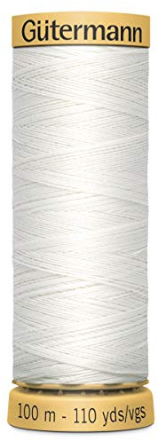 100% Natural Cotton Thread by Gutermann for Sewing and Quilting - 100m Spools - Colour Number WHT - 1 x 100m Spool