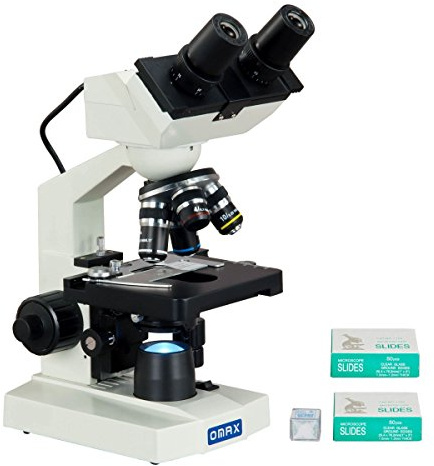 Omax 40 x -2500 X LED de 1.3 Mp Digital Microscopio Compuesto Binocular con en blanco diapositivas + fundas