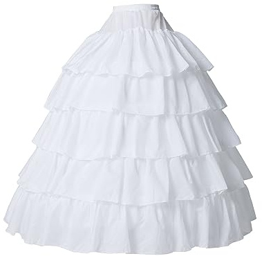 Petticoat Unterröcke Reifrock Rockabilly Rüschen A Linie Lang Vintage für Hochzeit Brautkleid S - Weiß - Gr. S/M