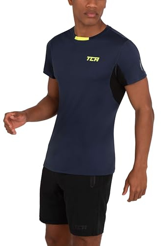 TCA Atomic Maglia per Palestra Uomo Sport - Maglietta Running - Maglie da Corsa a Maniche Corte - Abbigliamento Fitness - Blu Scuro (Vecchio), S