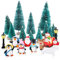 FLOFIA 24 STK. Weihnachten Miniatur Deko Mini Weihnachtsfiguren Klein Weihnachten Deko Figuren Weihnachtsbaum Weihnachtsmann Miniatur Garten Deko Mini Tannenbaum Schneemann Elch Tischdeko