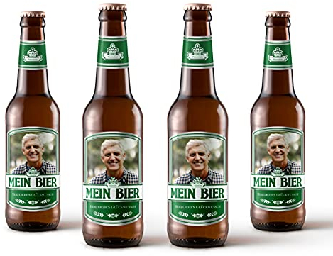 Bierflaschen Etikett personalisiert mit Foto & Text | Aufkleber-Set | ab 6 Stück | Motiv: Max (Grün)