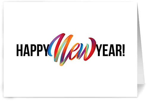 One Jade Lane Rainbow New Year & Holiday Cards - 5x7, Heavy Stock, Set of 18 Cards & Envelopes