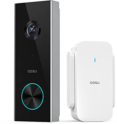 aosu Doorbell Camera Wireless, Battery-Powered Video Doorbell, 2K Resolution,Support Local Storage,166° Ultra Wide Angle,180-Day Battery Life, AI Detection, Work with Alexa & Google