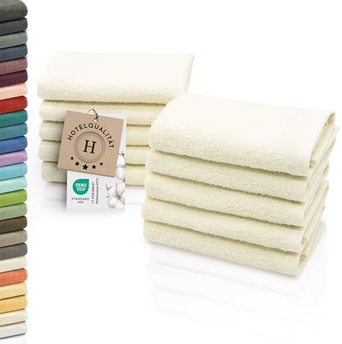 ZOLLNER 10er Set Seiftücher - weiche und saugstarke Waschlappen - waschbar bis 95°C - Baumwolle - 30x30 cm in Natur