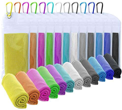 SZELAM 12 Pack Cooling Towels (40”x 12”), Instant Cooling Towel for Neck, Sport, Yoga, Trip, Beach, Camping, Cruise, Gym and More