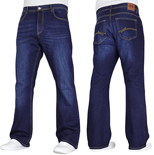 Crosshatch Mens Stretch Boot Cut Leg Flared Classic Retro Denim Jeasn by JeanBase