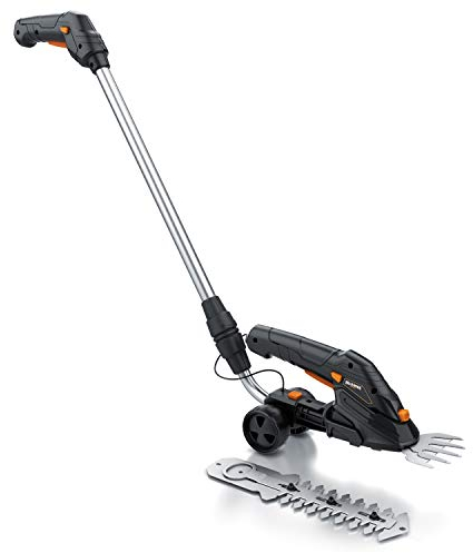 Brandson - Grasschere mit Akku 7,2V - elektrische Rasenschere Strauchschere - inkl. Teleskopstange/Stiel - 2000mAh Akku - 1 x Grasmesser und 1 x Strauchmesser - Rasenkantenschneider - Rasentrimmer