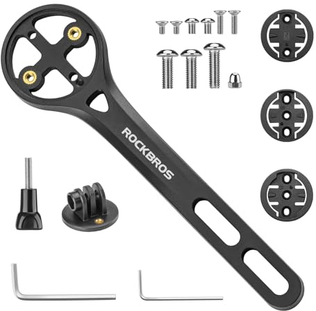 ROCKBROS Support pour Ordinateur de Vélo, Support pour Vélo Compatible avec GPS de vélo Garmin, Wahoo, Bryton, Adaptateur de Guidon Vélo en Nylon pour GPS Ordinateur Vélo Lampe Avant GoPro