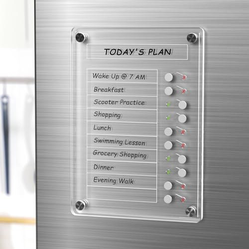 NiHome Acrylic Magnetic to Do List Planning Board with Sliders & Desktop Stand, Multi-Functional Chore Chart for Kids & Adults, Checklist Routine Chart Task Board with Marker for Fridge & Desk, Clear