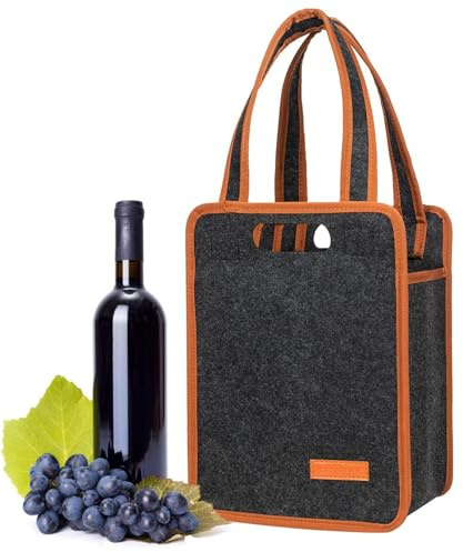 Kaxenig Sac De Transport pour Bouteille, Sac De Transport De Vin avec 6 Compartiments, Sac De Voyage pour Bouteille De Vin, Sac pour Bouteille De Vin en Feutre, pour Vin Et Champagne