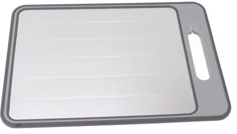 Tabla de Cortar de Doble Cara, Placa de Molienda y Descongelación Rápida con Afilador de Cuchillos para Cocina (Gris)