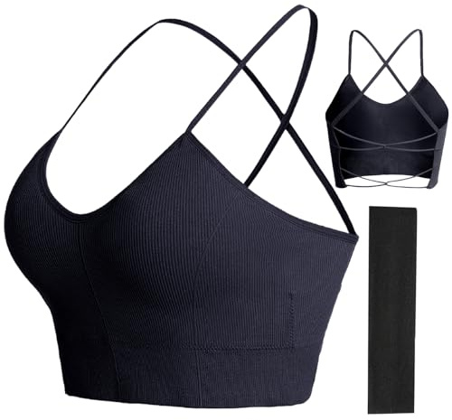 JSTHHTT Sujetador Deportivo para Mujer, de Yoga con Almohadillas Extraíbles, Espalda Descubierta Bra para Gimnasio, Bailar y Fitness