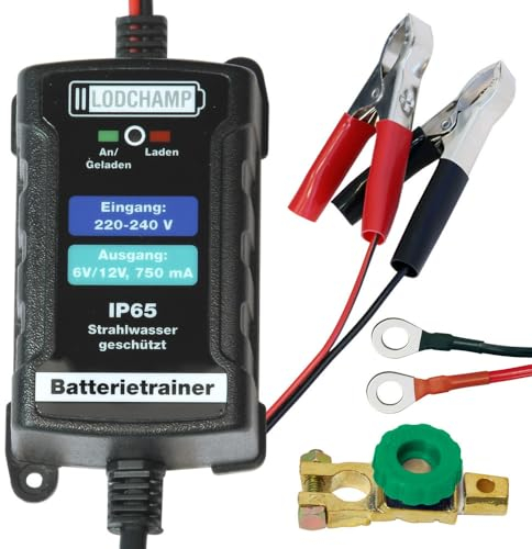 LODCHAMP Bundle 6/12V Erhaltungsladegerät Erhaltungsgerät Batterietrainer Batterieladegerät KFZ Motorrad und Batterie Trennschalter Poltrenner Batterietrenner
