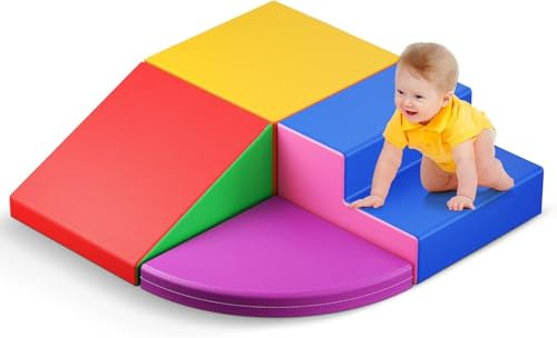 Motricità Baby in schiuma,Blocchi di arrampicata con custodia in pelle e ganci e fibbie, schiuma blocchi di costruzione giocattoli educativi,Soft Play Corner Climber (DM152116)