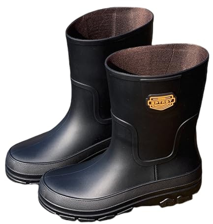 Generisch Bottes en caoutchouc pour homme - Chaussures de pluie mi-hautes - Étanches, antidérapantes, à semelle épaisse - Confortables - Tendance - Pour la mode décontractée, la boue, le jardin - 39