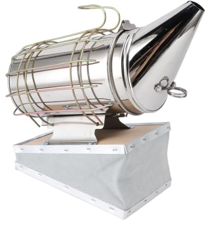 SUNGOOYUE Bee Smoker Bikupa Rökare i Rostfritt Stål med Värme 11,0 X 4,1 i Massivt trä Handtag Stall Smoke Lätt Att Bära och Använda för Biodlare Utomhusarbete (Guld)