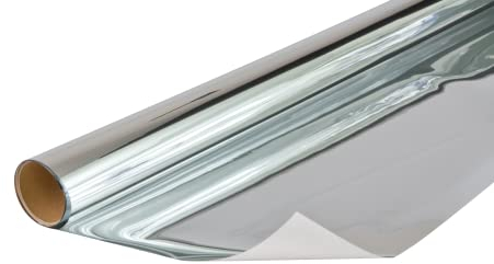 Venilia Klebefolie Sichtschutz mit Spiegeleffekt, Spiegelfolie, Fensterfolie schützt vor Sonneneinblendung und Blicken, inkl. Cutter und Schaber, PVC, 75 cm x 1,5 m