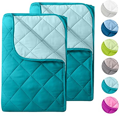 wometo 2 Stück Microfaser Sommer Steppbett Wende-Design 135x200 oekoTex - türkis und helltürkis Kochfest 95° Sommerbettdecke Leichtsteppbett I ohne Bezug verwendbar I 2er Set