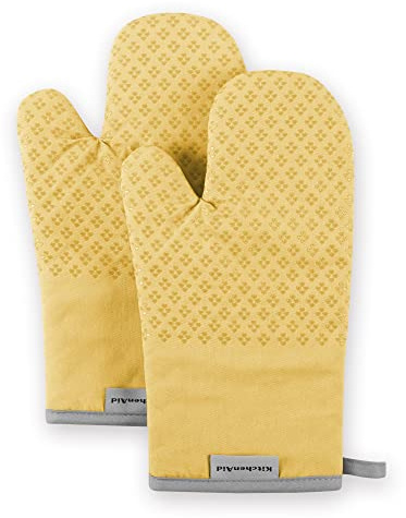KitchenAid Asteroid Oven Mitt Set, 7x12.5, Buttercup Yellow, 2 Piece