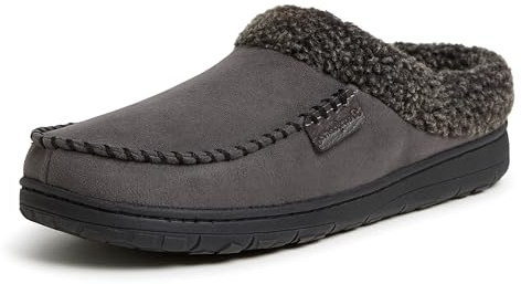 Dearfoams mens Indoor/Outdoor Breathable Memory Foam Clog Offered in Wide Widths Slipper, Pavement, Large US