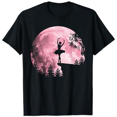Ballet Dancing Pink Full-Moon Ballerina Women Girls T-Shirt