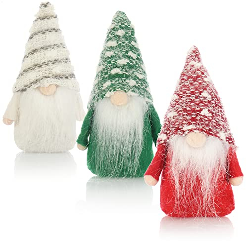 com-four® 3x Gnomi di Natale Premium 14cm - Decorazione natalizia - Figura di nano invernale - Articolo decorativo - Troll decorativi scandinavi - Gnomo svedese con barba e cappello invernale