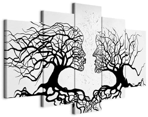 artgeist Acoustic Canvas Wall Art Tree People 80x40 in - 5pcs Picture with Acoustic Foam Sound Print Artwork Room Acoustics Soundproofing a-A-0104-b-m