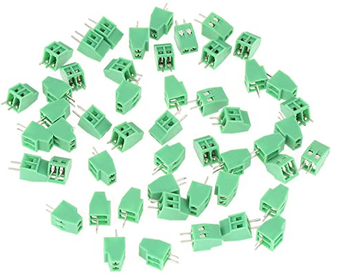 50pcs 2 PinTerminal Block Connector 2.54mm Pitch Green PCB Universal Screw Terminal Block Connector for Calculators General Computer Electronic Equipments