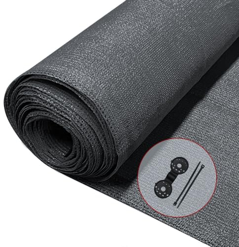 VOUNOT® Zaunblende 1.5×10m, Sichtschutz Zaun 150 g/m² HDPE Schattiernetz, Windschutz UV-resistent Reißfest, 85% Beschattungsgrad, mit Löcher und Kabelbinder, Anthrazit