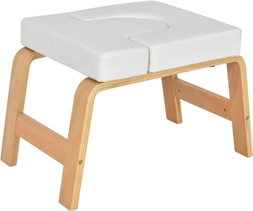 Eumatenova Yoga Kopfstandhocker，Kopfstandhocker，Kopfstandstuhl für Gleichgewichtstraining, Inversion Stool w/Solid Wood Frame & Detachable PU Auflagen