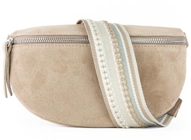 lePelou Bauchtasche aus Veloursleder, Wildleder Bauchtasche, Festival Tasche, Cross Body Tasche, Gürteltasche, Geschenk (Beige 4, S)