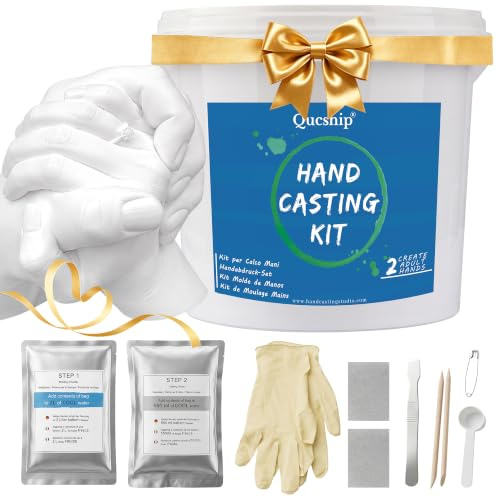 Qucship Couples Hand Casting Kit, Complete DIY Plaster Mold Set for 2