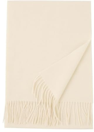Prettystern Bufanda de lana suave con flecos para otoño e invierno, hombres y mujeres, 200 cm X 33 cm